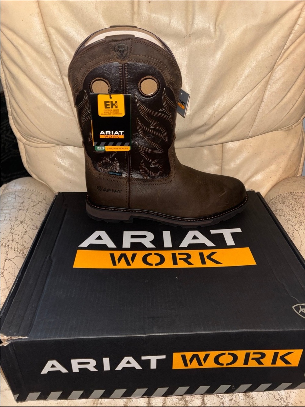 Ariat Brown Work Pull-On Leather Boot